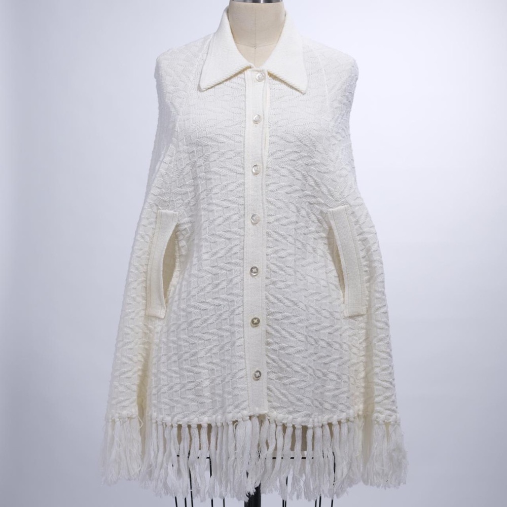 70s Rosanna Fringe Knit Cape